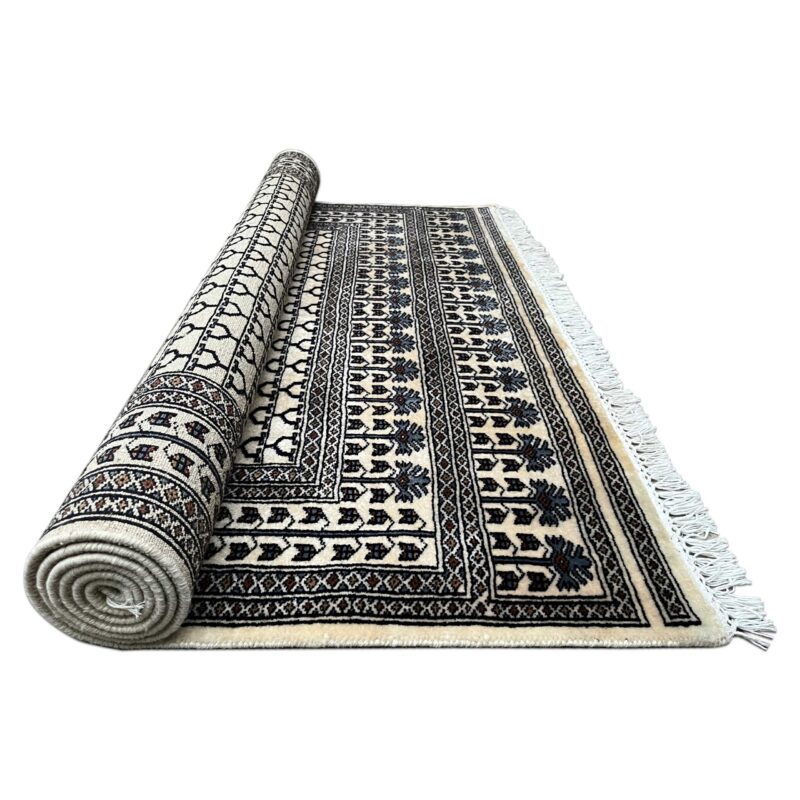 Hand Knotted Wool Rug White Parda - Image 10