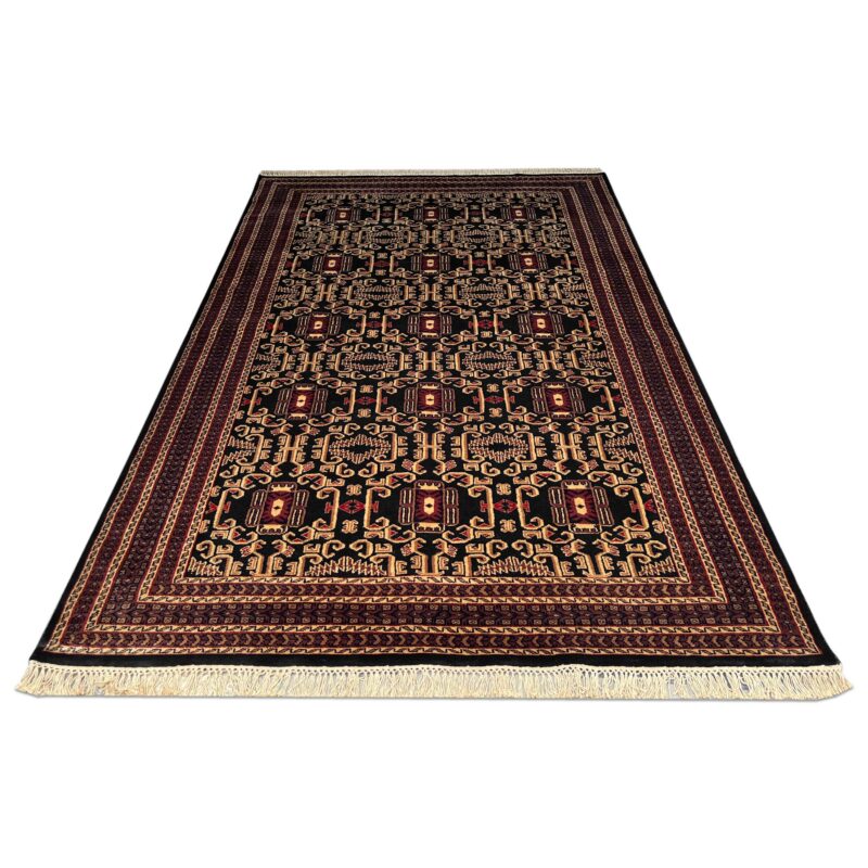 6x9 ft Hand Knotted Wool Rug Black Palace - Image 2