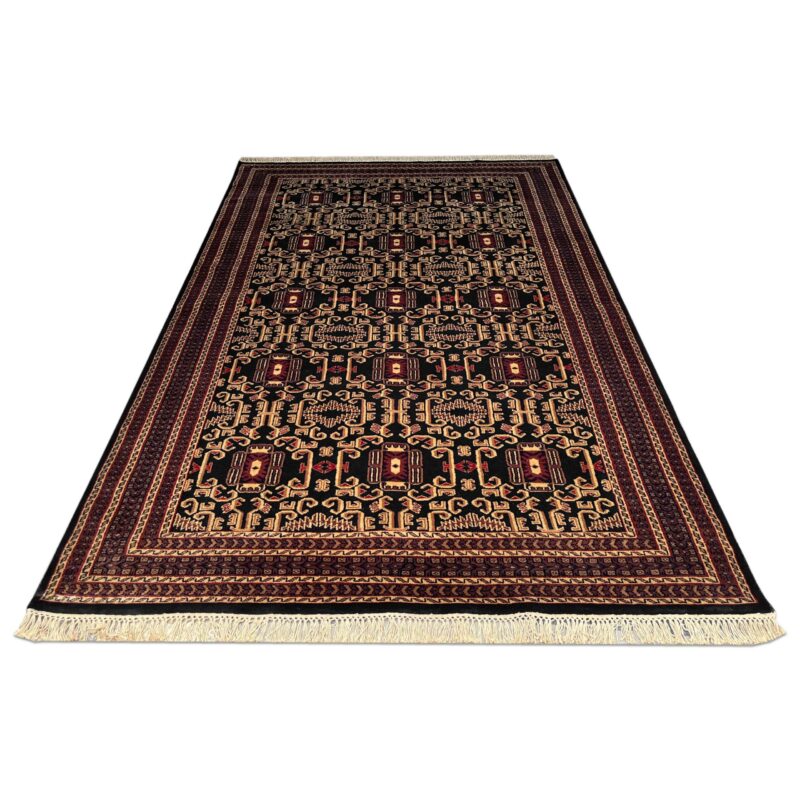 6x9 ft Hand Knotted Wool Rug Black Palace - Image 2