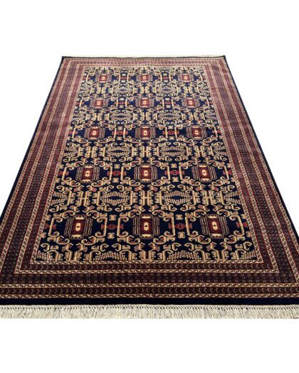 6x9 ft Hand Knotted Wool Rug Black Palace