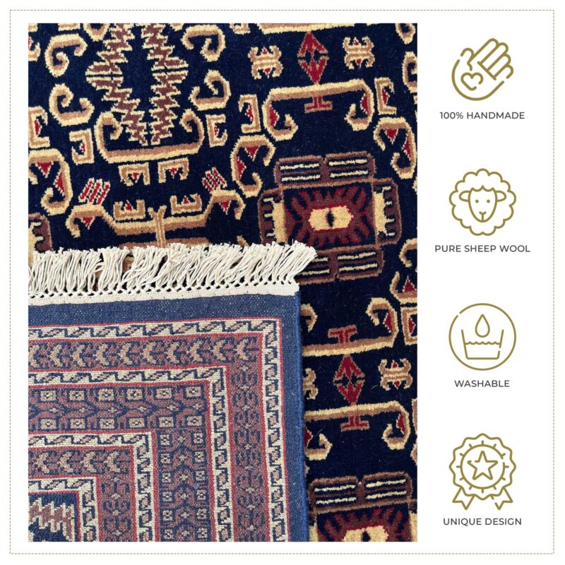 6x9 ft Hand Knotted Wool Rug Black Palace - Image 6
