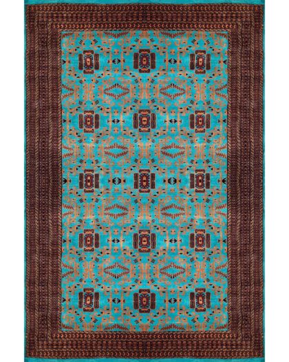6x9 ft Hand Knotted Woolen Rug Turquoise Palace
