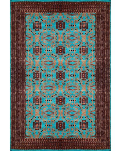 6x9 ft Hand Knotted Woolen Rug Turquoise Palace