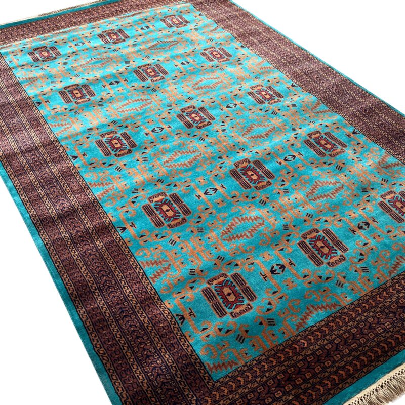 6x9 ft Hand Knotted Woolen Rug Turquoise Palace - Image 2