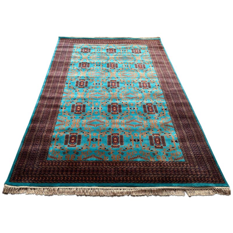 6x9 ft Hand Knotted Woolen Rug Turquoise Palace - Image 5