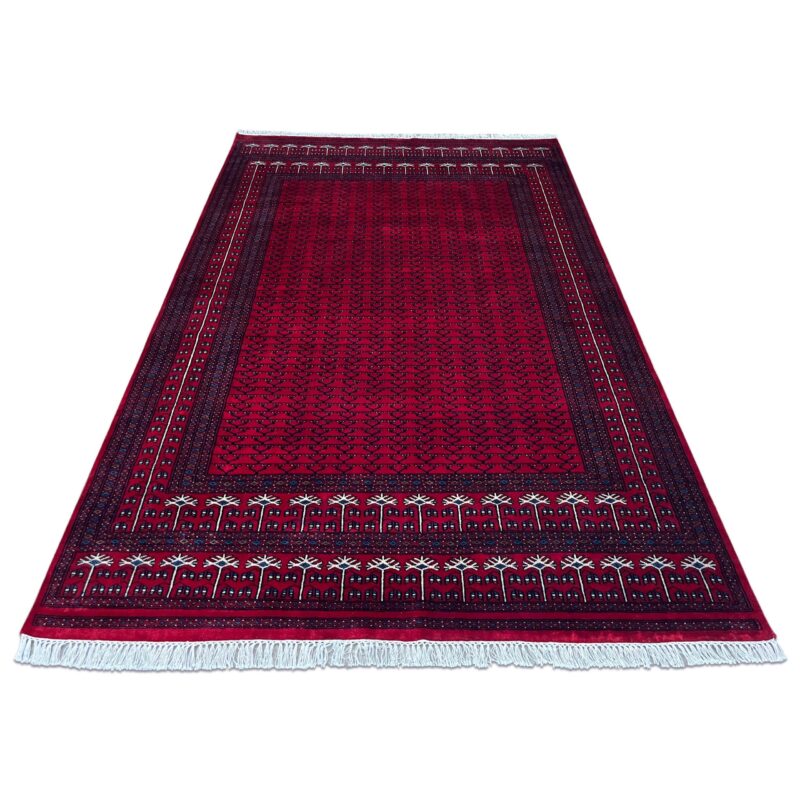 6x9 ft Hand Knotted Wool Rug Red Parda - Image 7