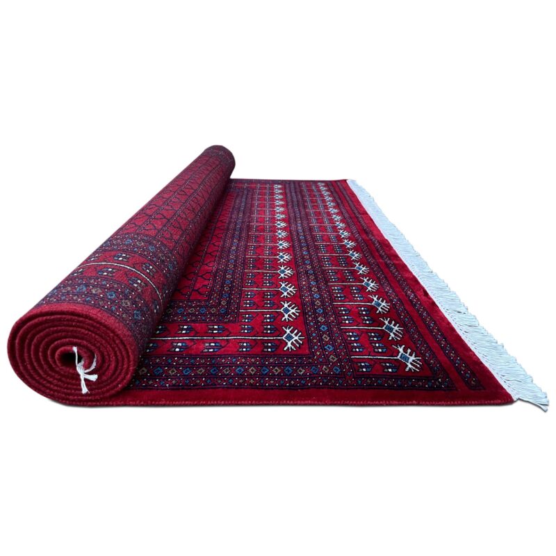 6x9 ft Hand Knotted Wool Rug Red Parda - Image 3