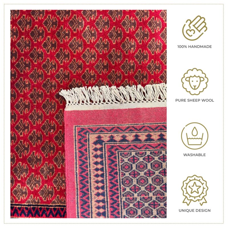 8x10 ft Hand Knotted Wool Rug – Red Lichi Design | Luxurious Handmade Carpet - Image 3