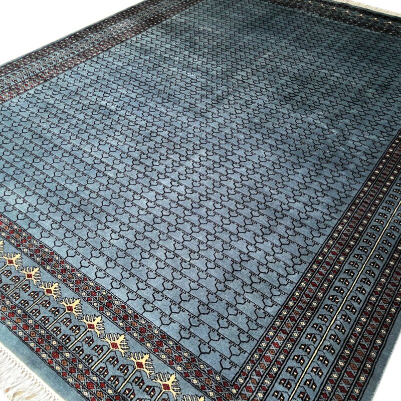8x10 ft Hand Knotted Woolen Rug Bluish Gray Parda - Image 10