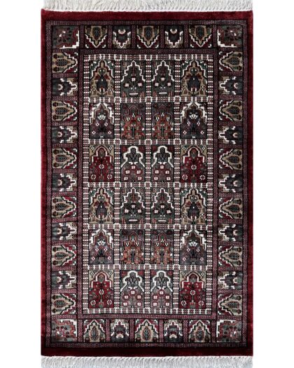 2.5x4 feet Hand Knotted Viscose Rug Hamadan Red