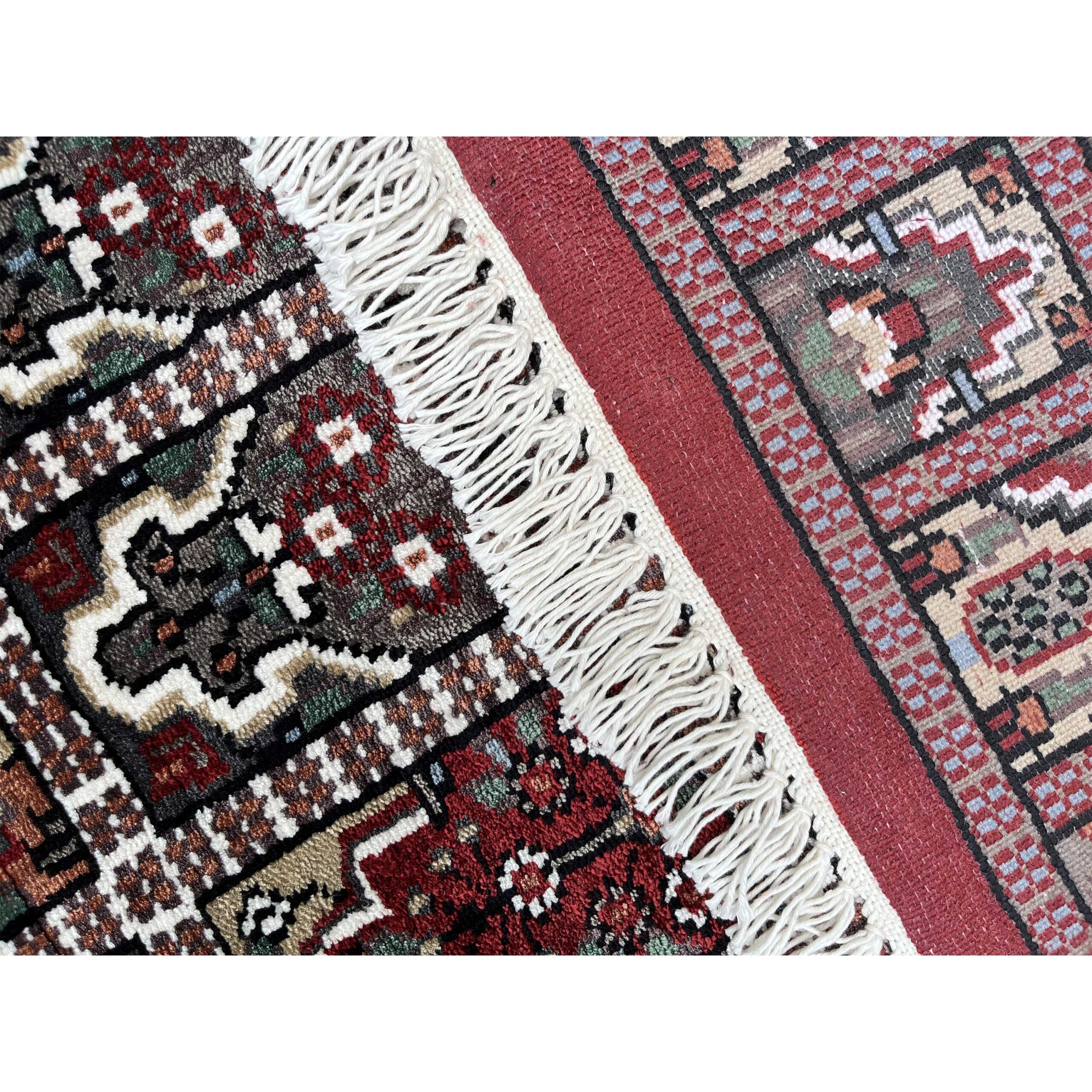 2.5x4 feet Hand Knotted Viscose Rug Hamadan Red - Image 5