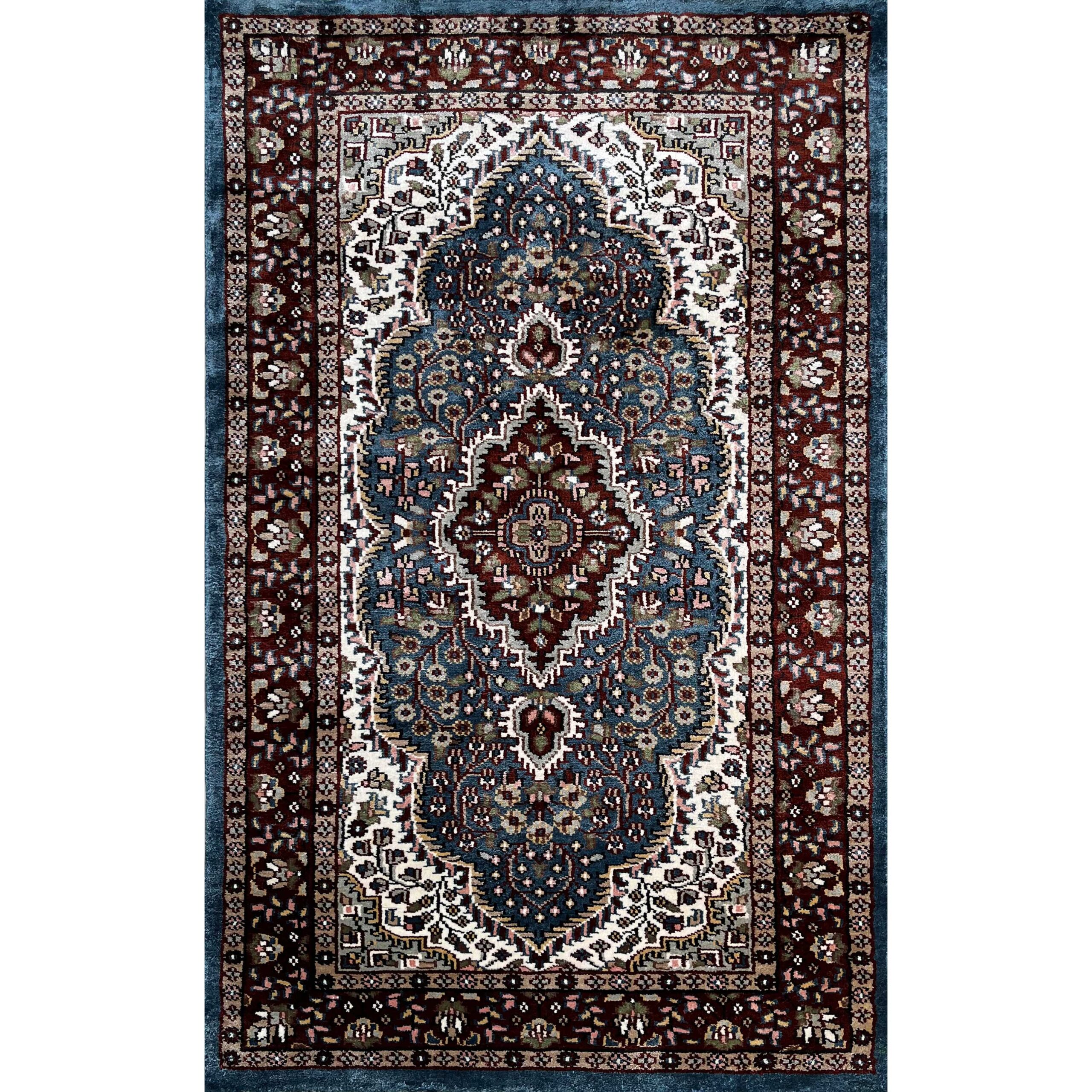 2.5x4 feet Hand Knotted Viscose Rug Indopersian Bluish Gray