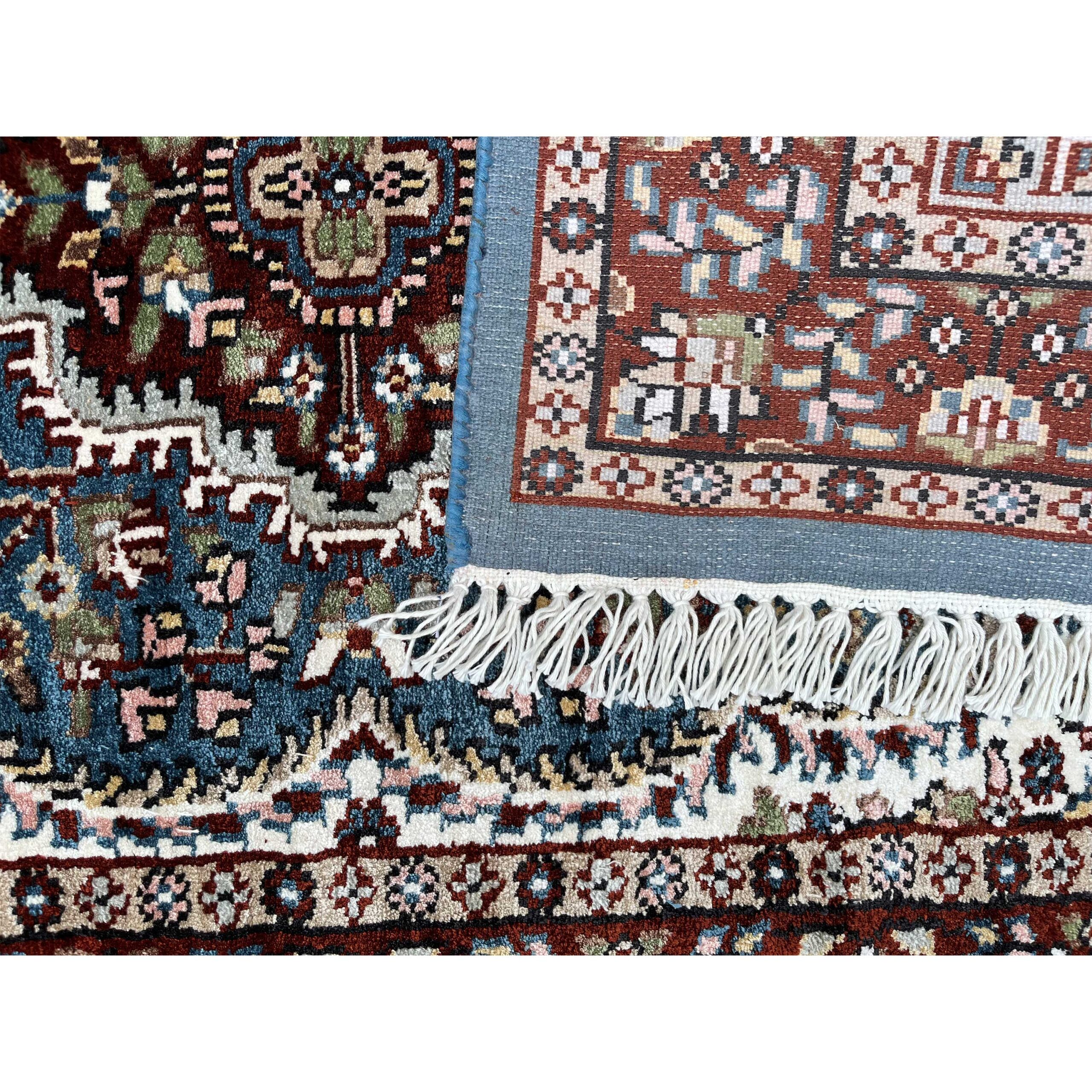 2.5x4 feet Hand Knotted Viscose Rug Indopersian Bluish Gray - Image 6