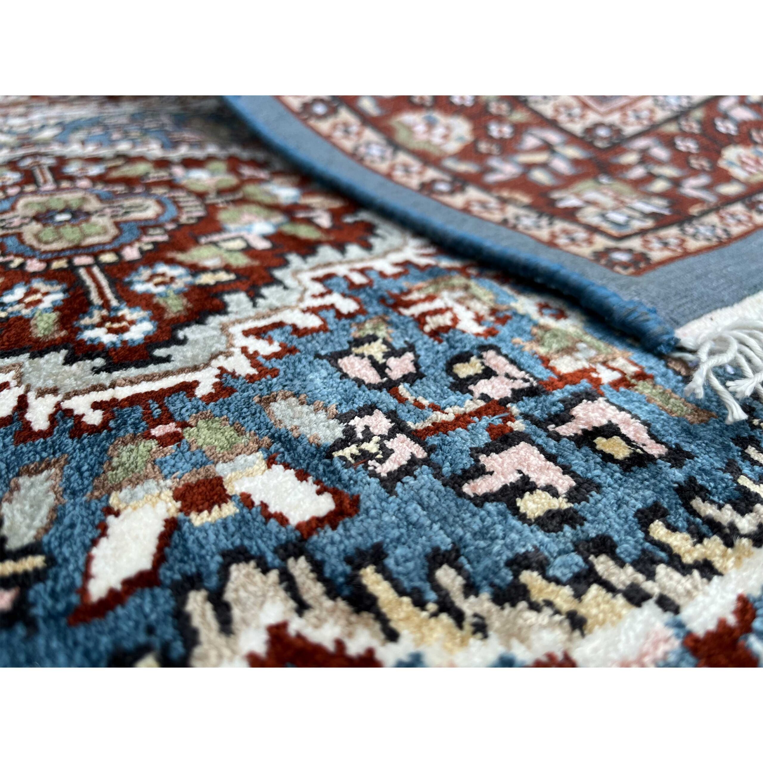 2.5x4 feet Hand Knotted Viscose Rug Indopersian Bluish Gray - Image 5