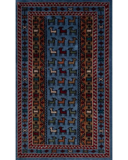 2x3 Handmade Hand Knotted Wool Rug Bakri Bluish Gray