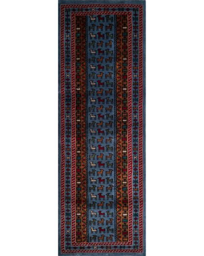 2x6 Handmade Hand Knotted Wool Rug Bakri Bluish Gray