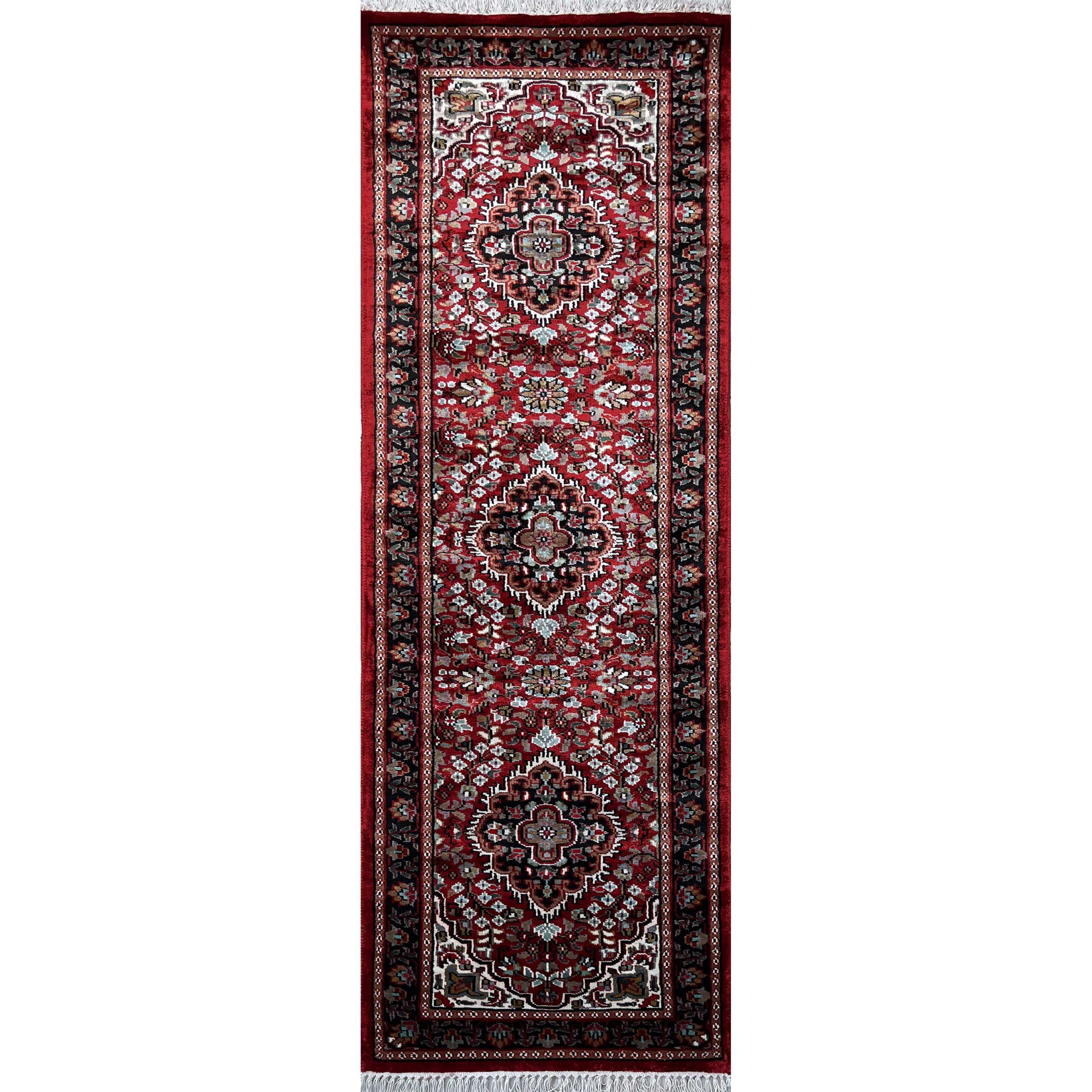 2x6 feet Hand Knotted Viscose Rug Indopersian Red