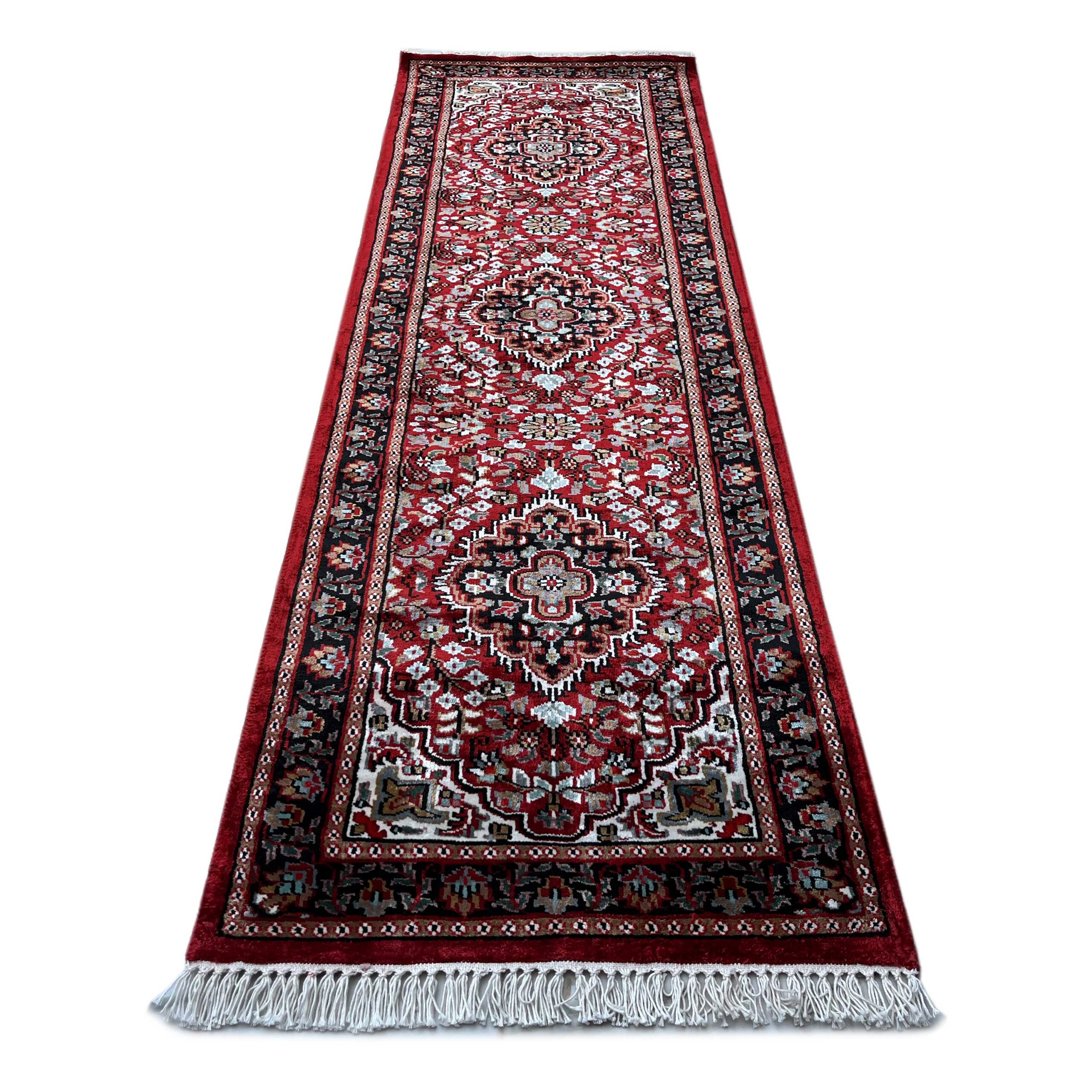 2x6 feet Hand Knotted Viscose Rug Indopersian Red - Image 2