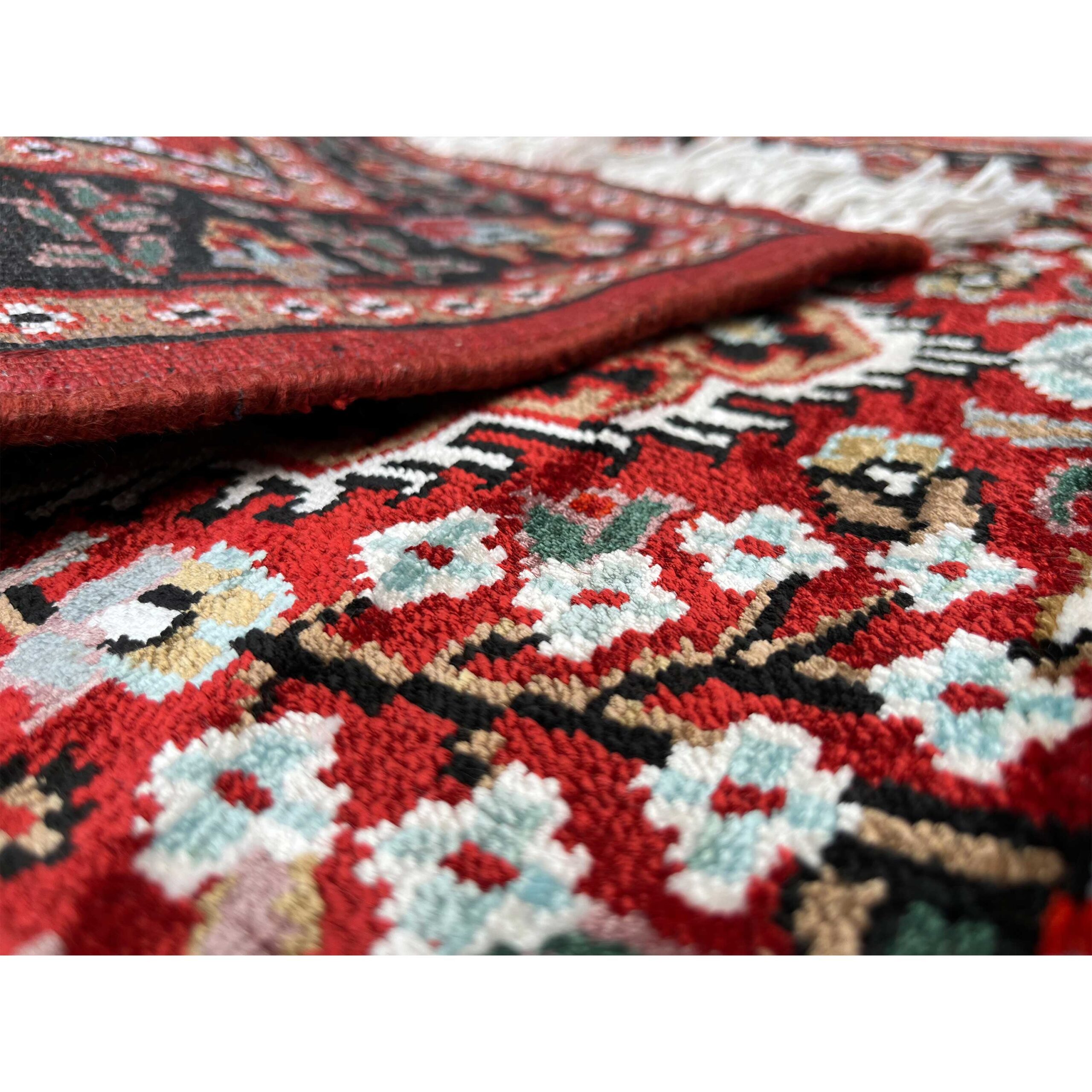 2x6 feet Hand Knotted Viscose Rug Indopersian Red - Image 4