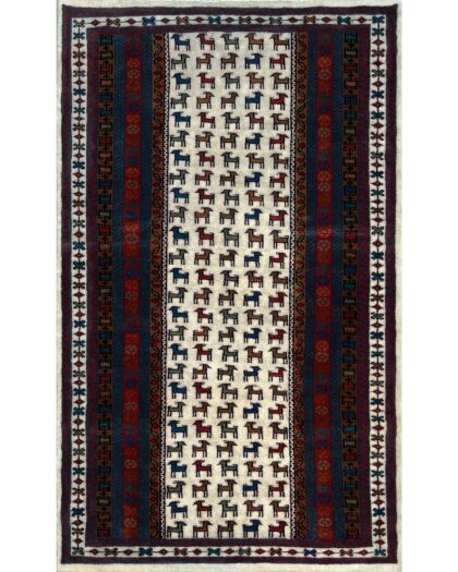 3x5 Handmade Hand Knotted Wool Rug Bakri White