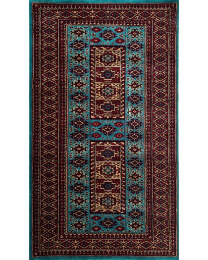 3x5 Handmade Hand Knotted Wool Rug Dubba Turquoise