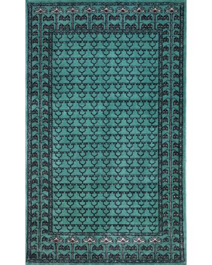 3x5 Handmade Hand Knotted Wool Rug Parda Light Turquoise
