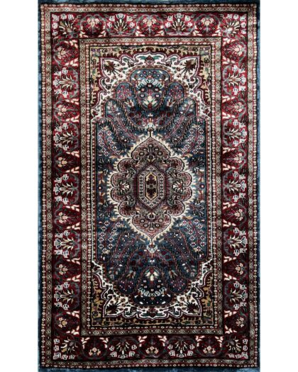 3x5 feet Hand Knotted Viscose Rug Blue Indopersian