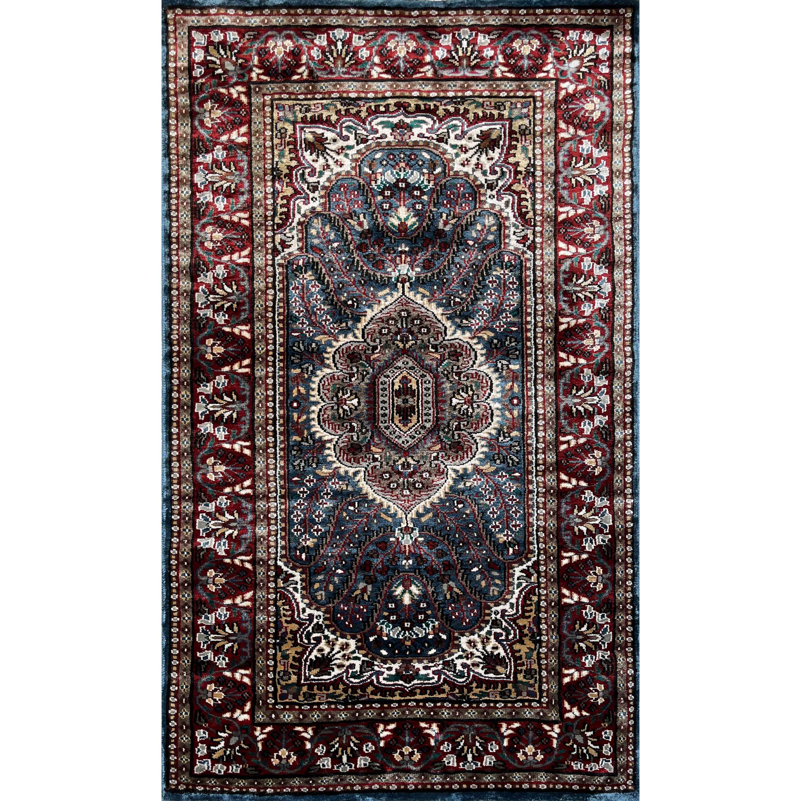 3x5 feet Hand Knotted Viscose Rug Blue Indopersian