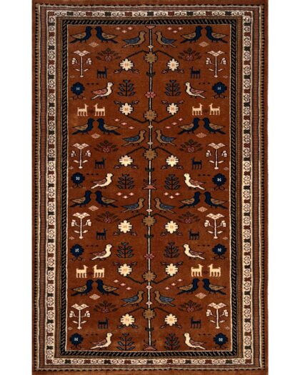 3x5 Handmade Hand Knotted Wool Rug Pigeon Copper