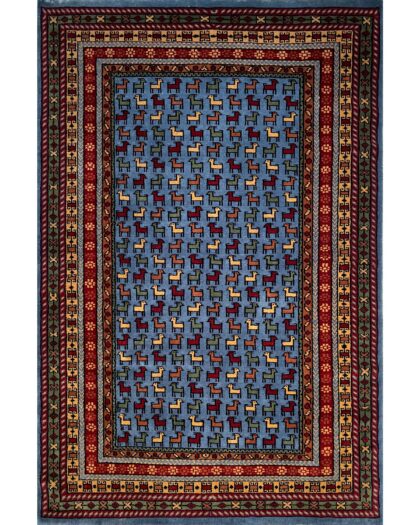 4x6 Handmade Hand Knotted Wool Rug Bakri Bluish Gray