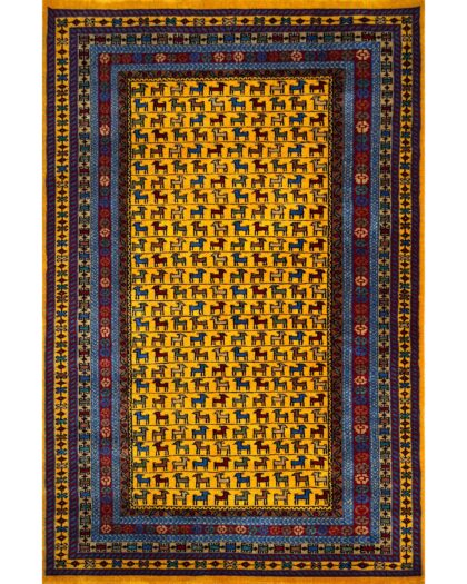 4x6 Handmade Hand Knotted Wool Rug Bakri Yellow