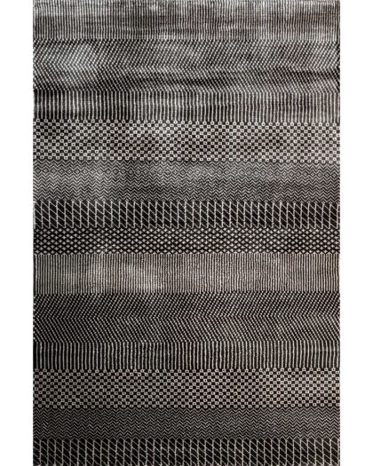 4x6 feet Hand Knotted Viscose Rug Black and Gray Grass