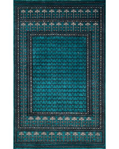 4x6 Handmade Hand Knotted Wool Rug Parda Turquoise