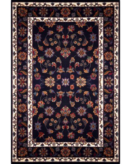 6x9 Handmade Hand Knotted Wool Rug Floral Black