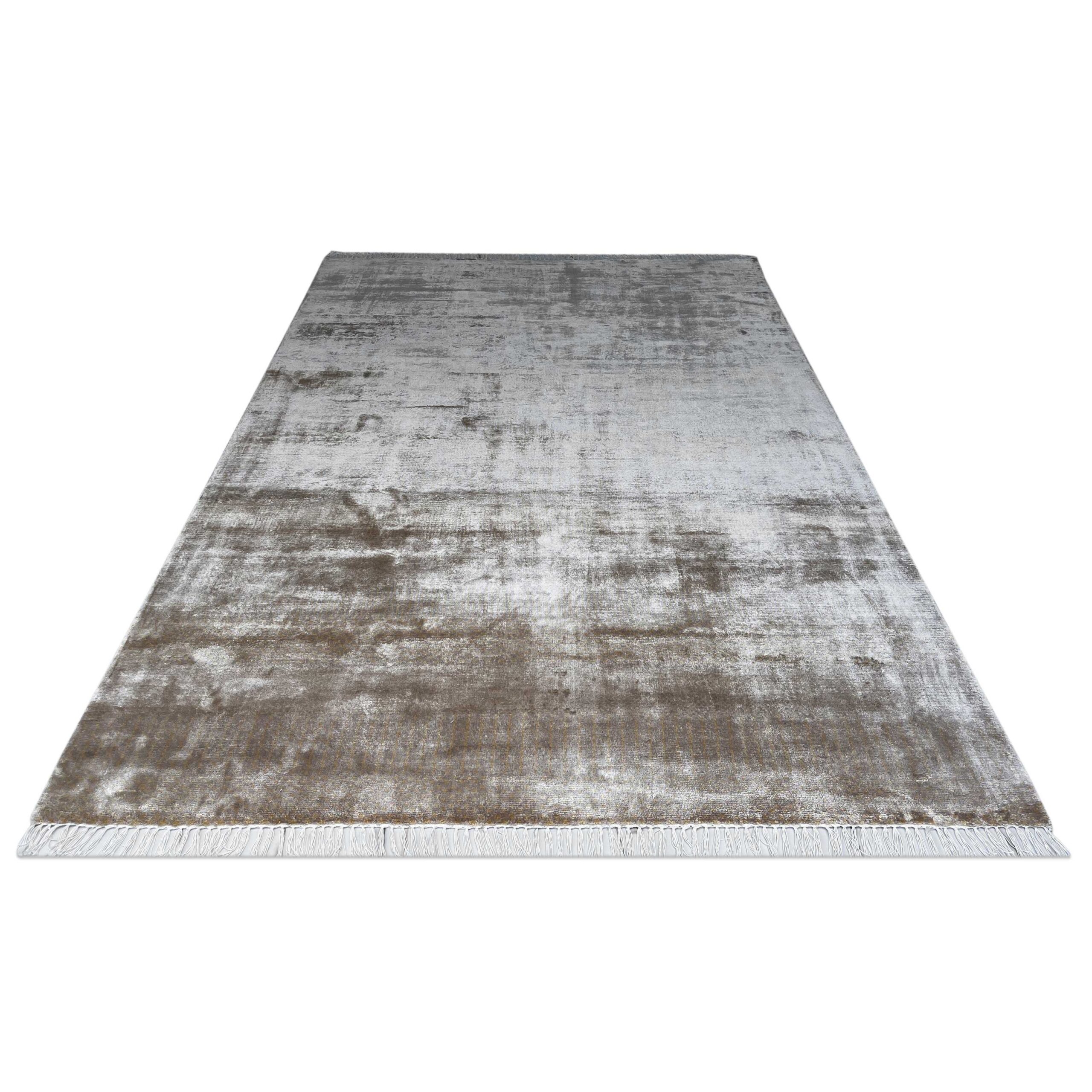 6x9 feet Hand Knotted Viscose Rug and Beige Modern - Image 2