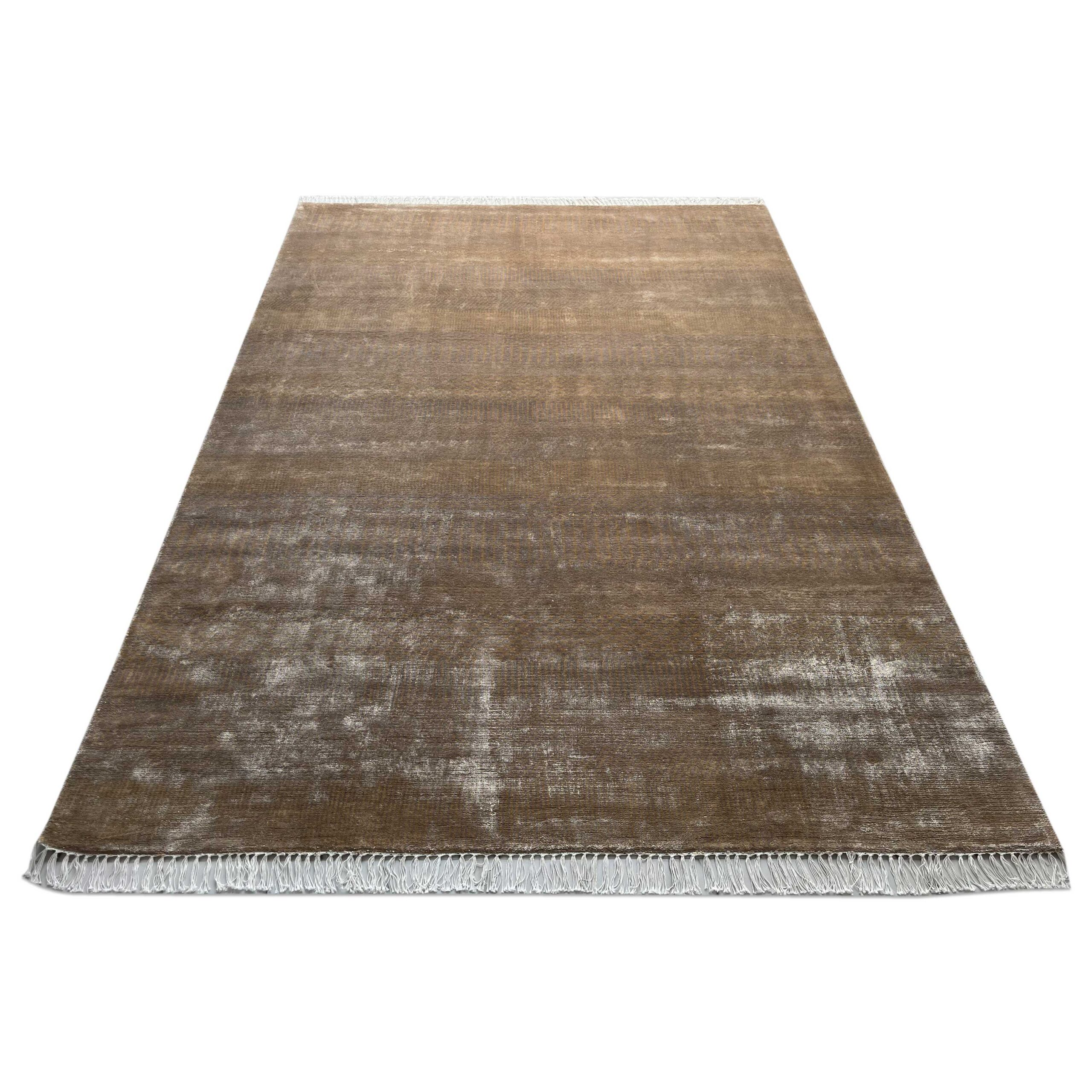 6x9 feet Hand Knotted Viscose Rug and Beige Modern - Image 3