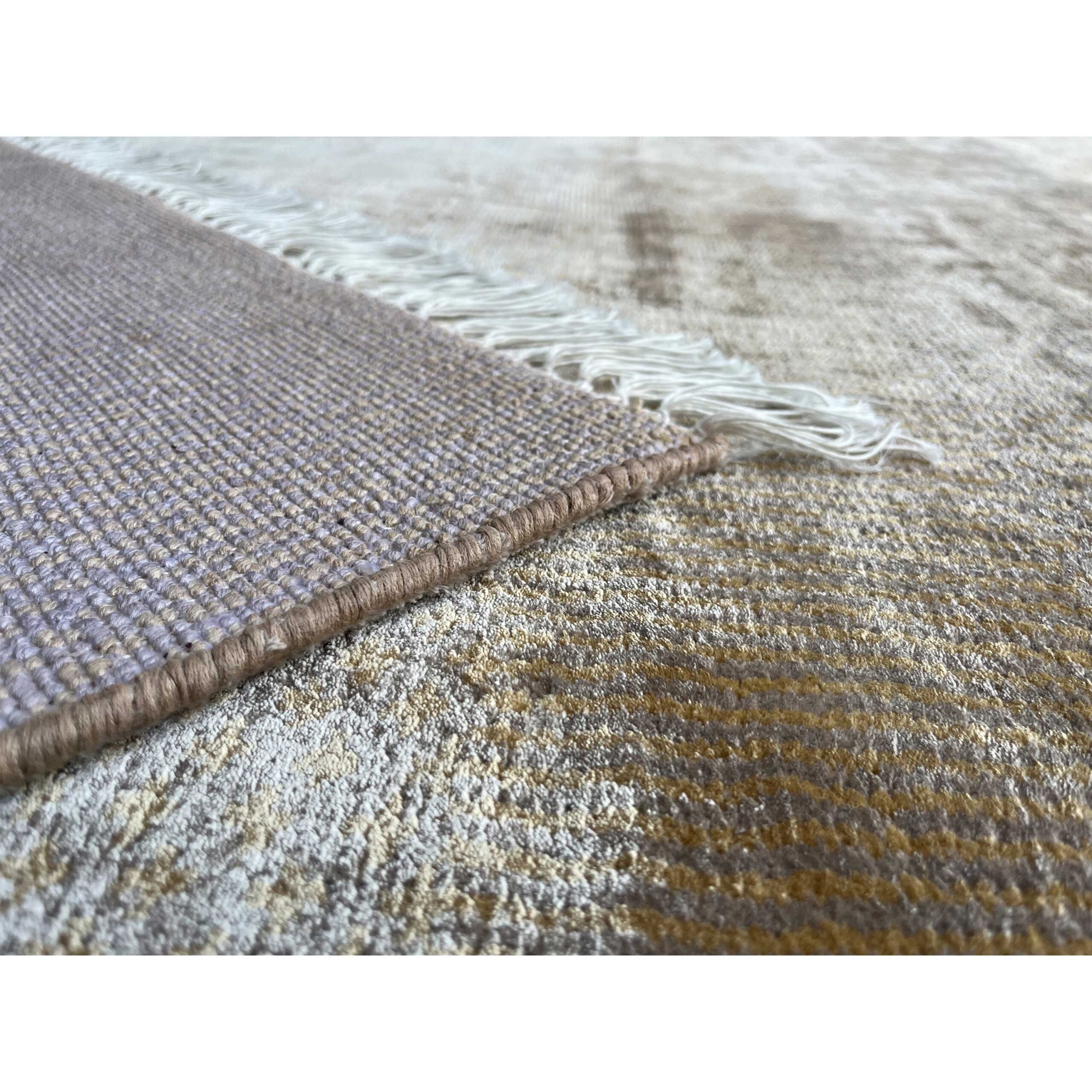 6x9 feet Hand Knotted Viscose Rug and Beige Modern - Image 6