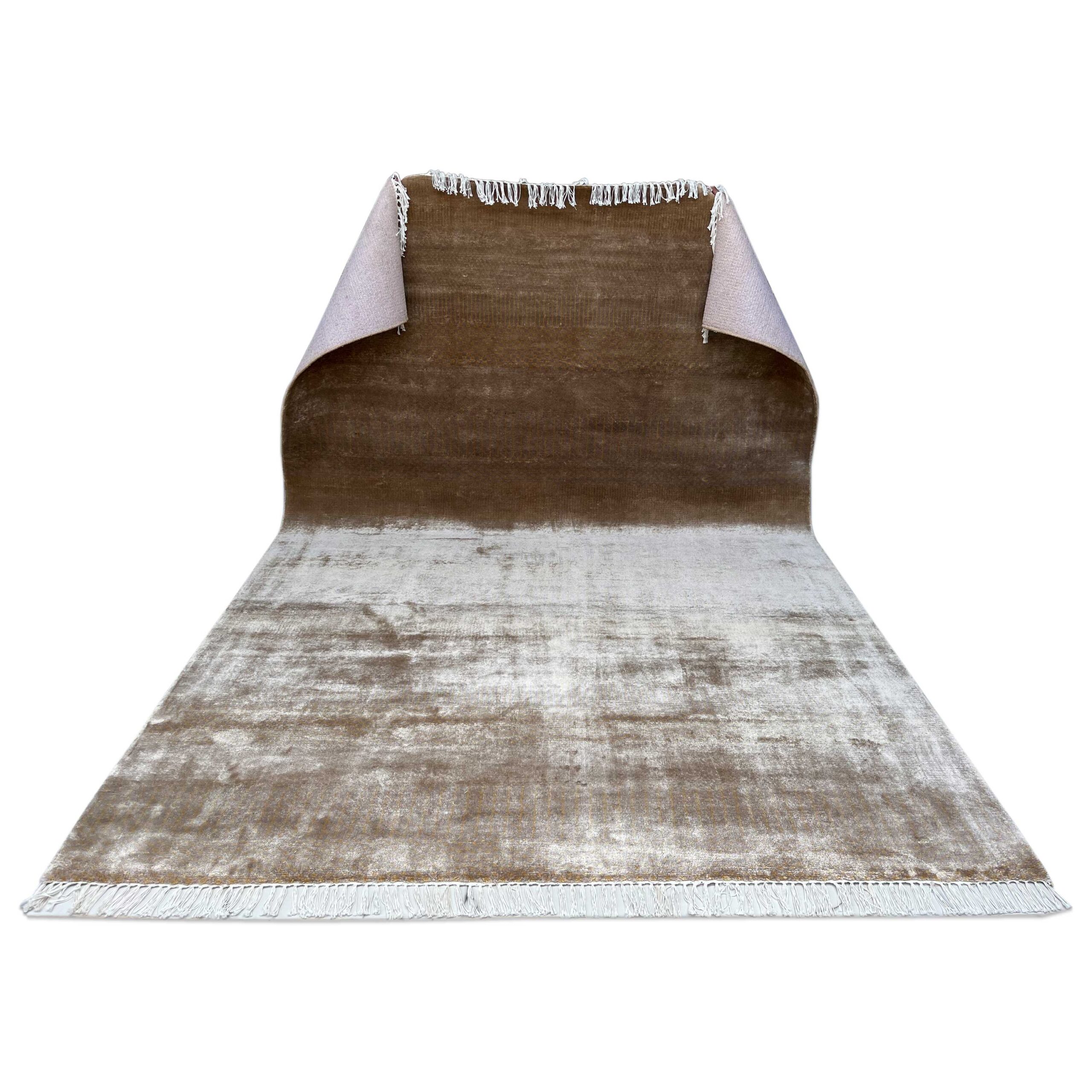 6x9 feet Hand Knotted Viscose Rug and Beige Modern - Image 5