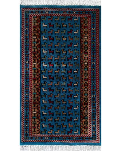 2.5x4 ft Hand-knotted Woolen Rug Bakri Blue