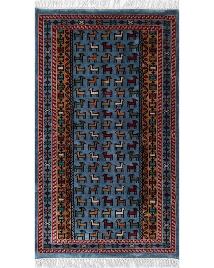 2.5x4 ft Hand-knotted Woolen Rug Bakri Bluish Gray
