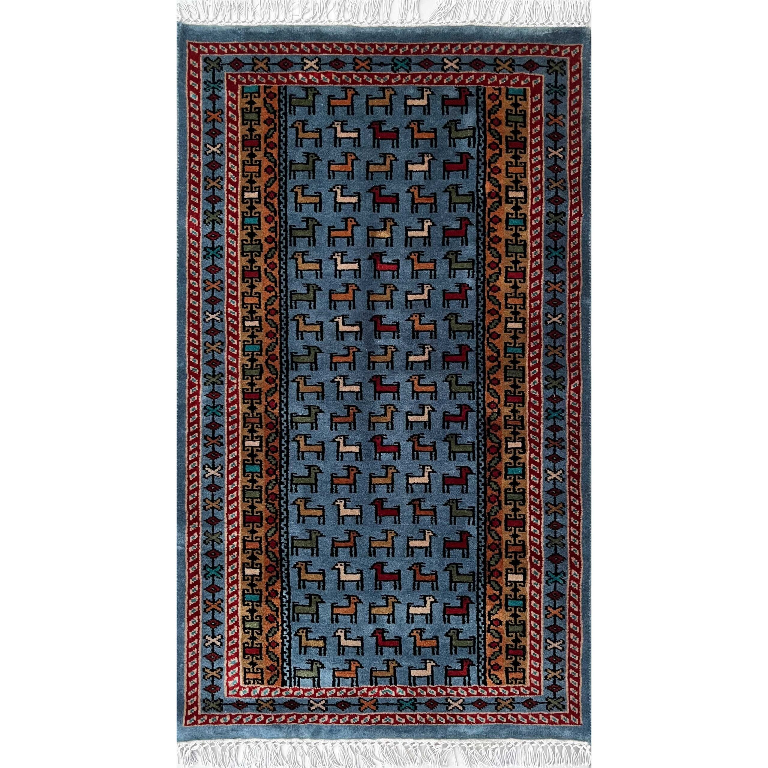 2.5x4 ft Hand-knotted Woolen Rug Bakri Bluish Gray
