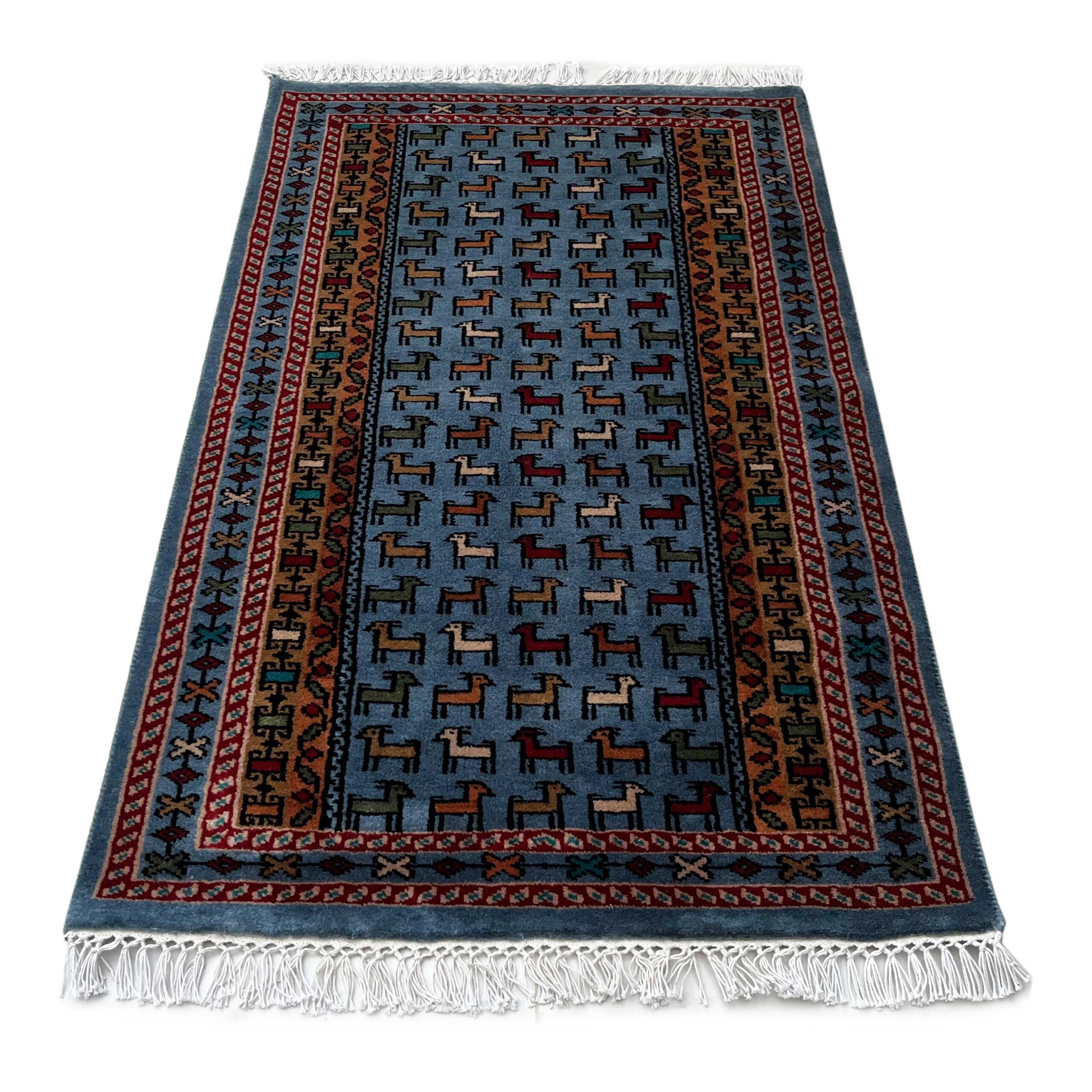 2.5x4 ft Hand-knotted Woolen Rug Bakri Bluish Gray - Image 2
