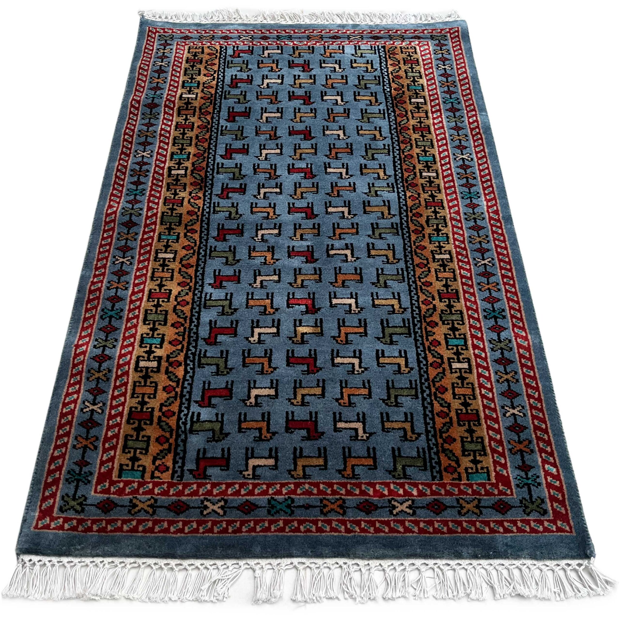 2.5x4 ft Hand-knotted Woolen Rug Bakri Bluish Gray - Image 5