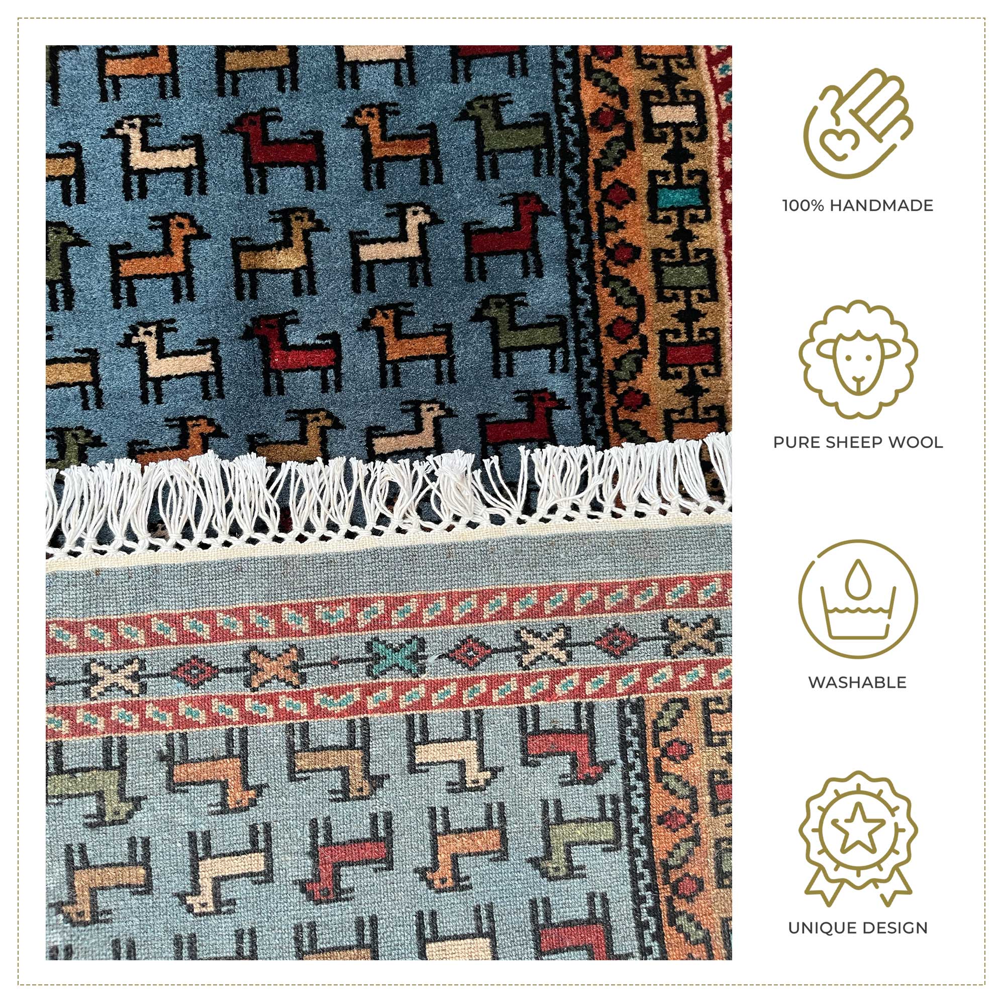 2.5x4 ft Hand-knotted Woolen Rug Bakri Bluish Gray - Image 4