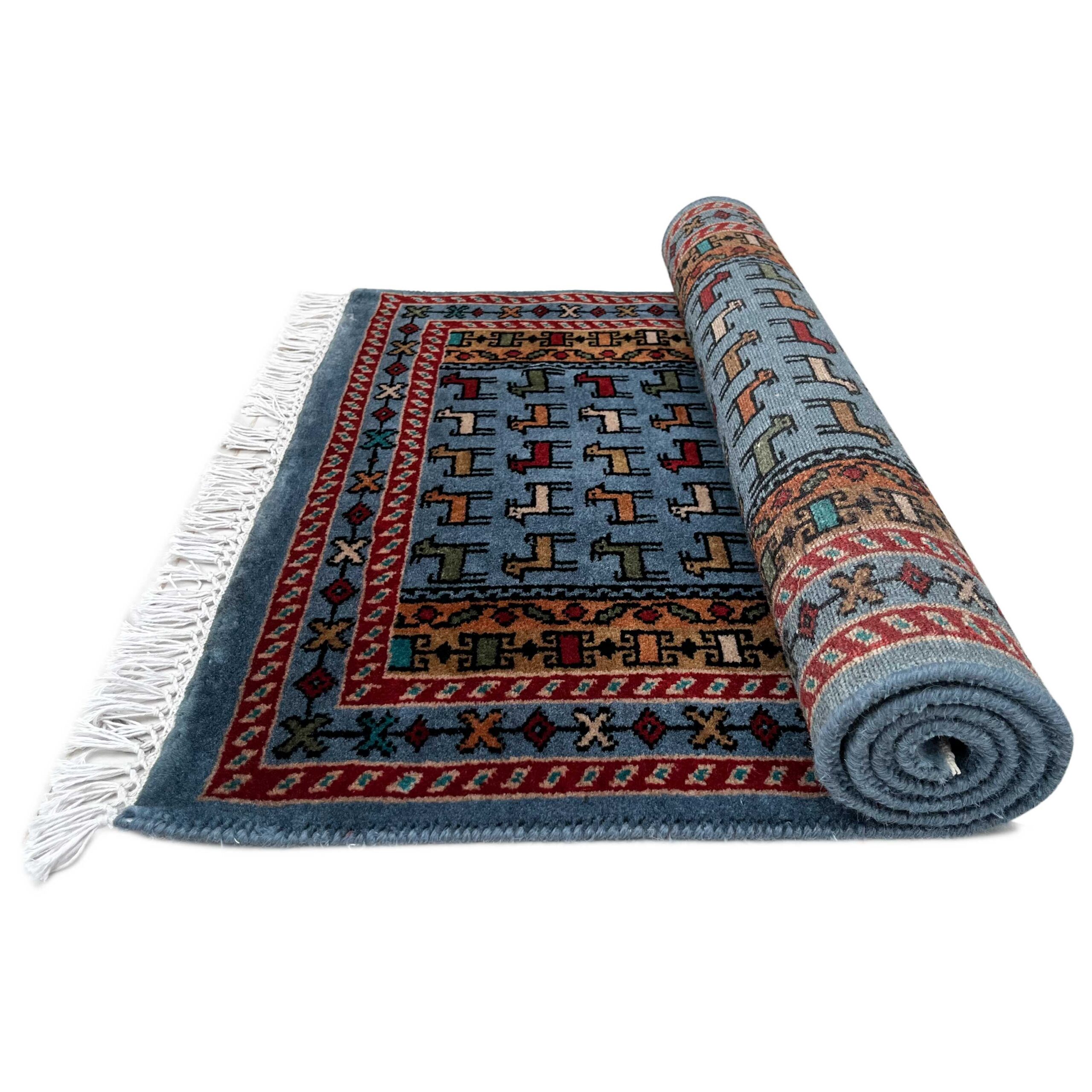 2.5x4 ft Hand-knotted Woolen Rug Bakri Bluish Gray - Image 3