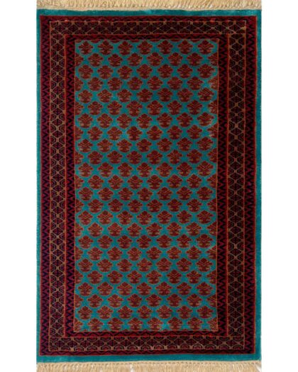 2.5x4 ft Hand Knotted Woolen Rug Turquoise Lichi