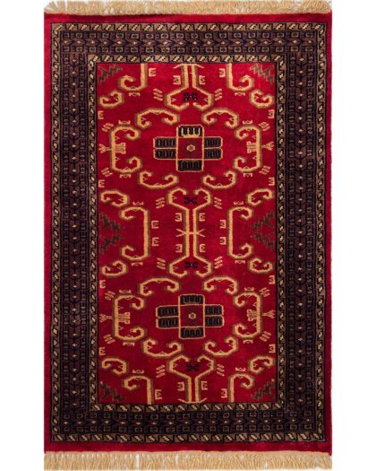 2.5x4 ft Hand Knotted Woolen Rug Red Palace
