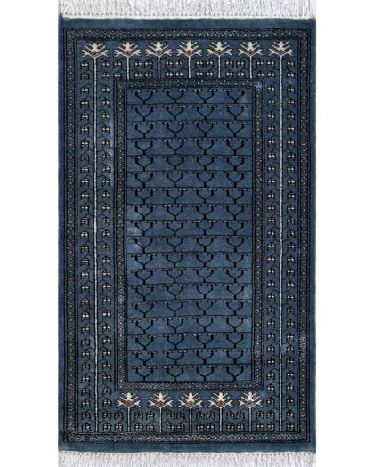 2.5x4 ft Hand Knotted Woolen Rug Bluish Gray Parda