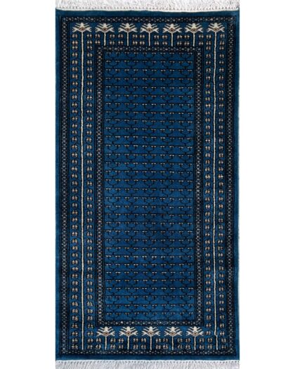 2.5x5 ft Hand Knotted Woolen Rug Blue Parda