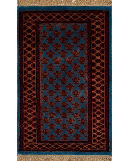 2x3 ft Hand-knotted Woolen Rug Lichi Blue